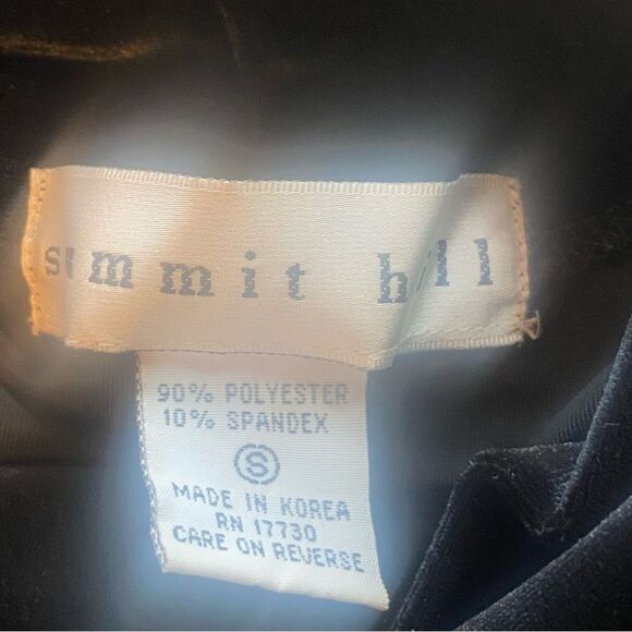 Summit Hill Black Mock Neck Short Sleeve Velvet Top Size Small - Picture 3 of 8